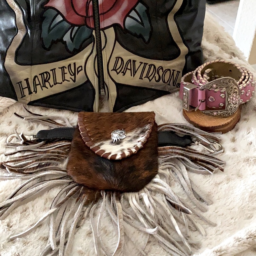 COW PRINT FUR PURSE